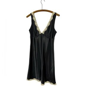 Victoria's Secret Black Lace Trimmed Slip Dress - M